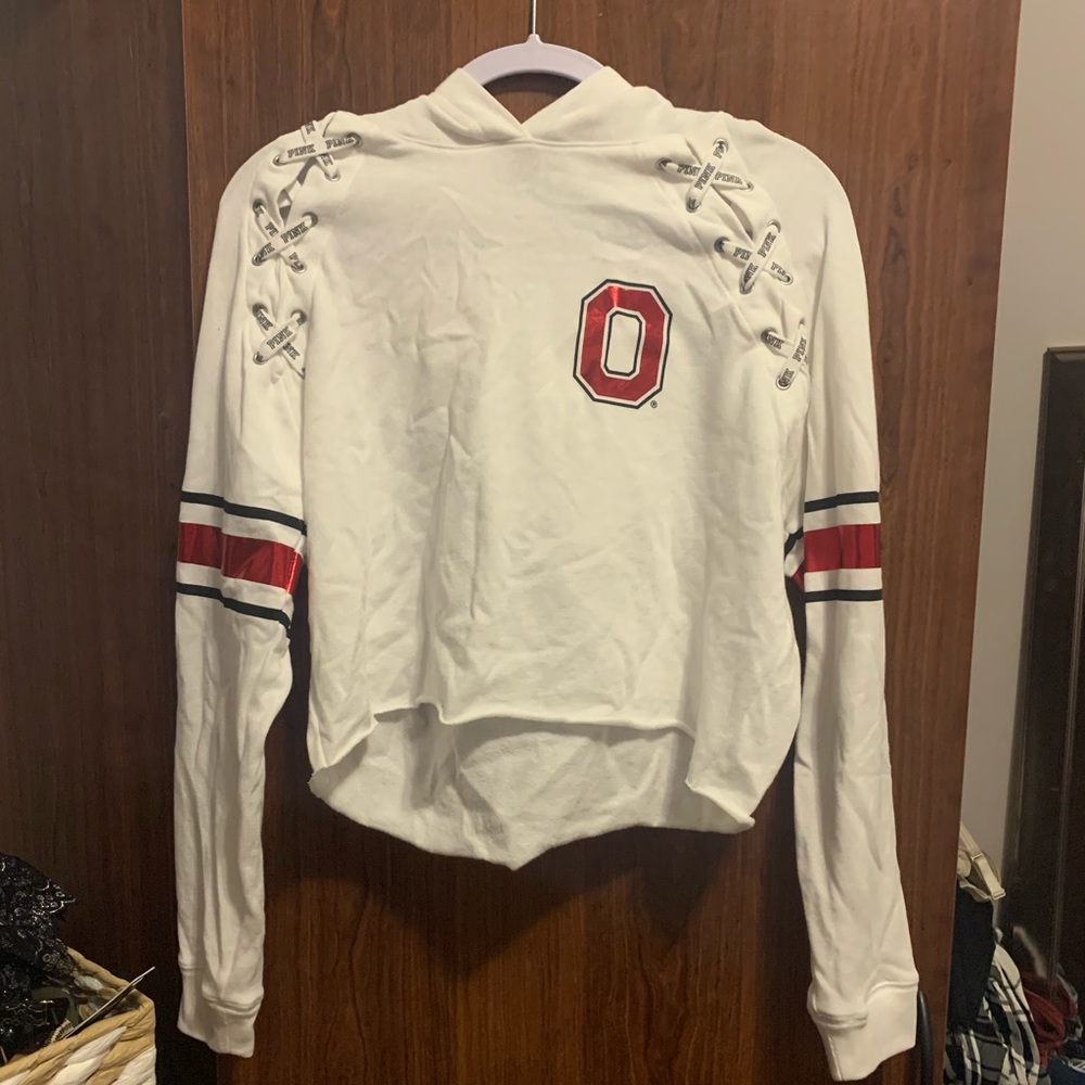 Ohio State White Cropped Hoodie
